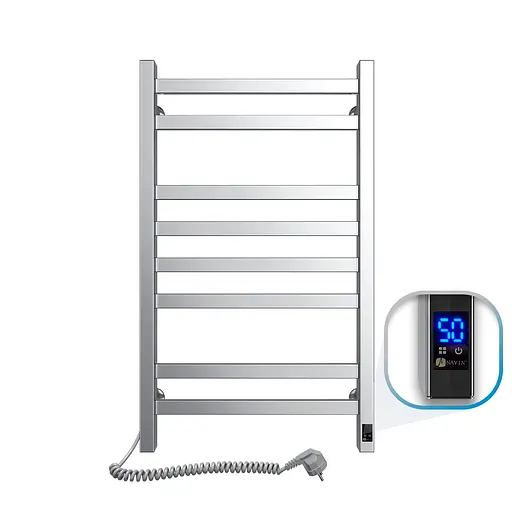 Электрический полотенцесушитель Navin Авангард 480x800 Sensor левосторонний с таймером, матовый сатин 10-328153-4880, Хром матовый, Левое, Электронный - фото 1