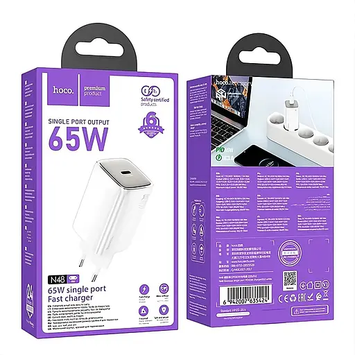 Зарядное устройство Hoco N48 65W PD QC3.0 с выходом Type-C белый - фото 2
