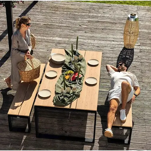 Набор садовой мебели Di Volio Trento стол + 2 скамейки бежевый - фото 4