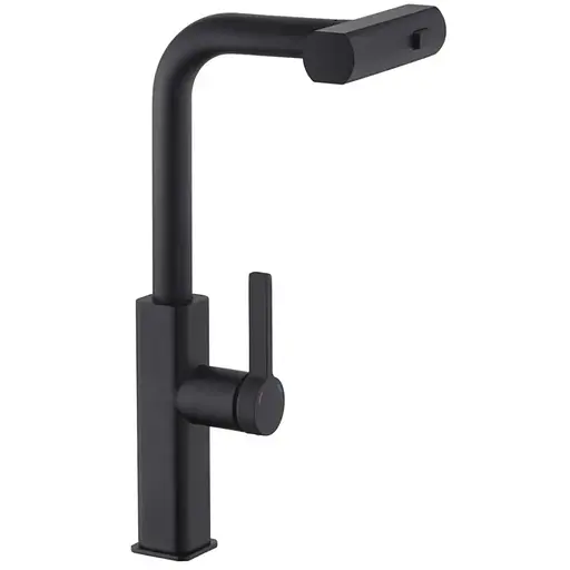 Смеситель для кухни с выдвижным изливом Mixxus Premium Hammer 014 Black MI6954 Черный матовый - фото 1