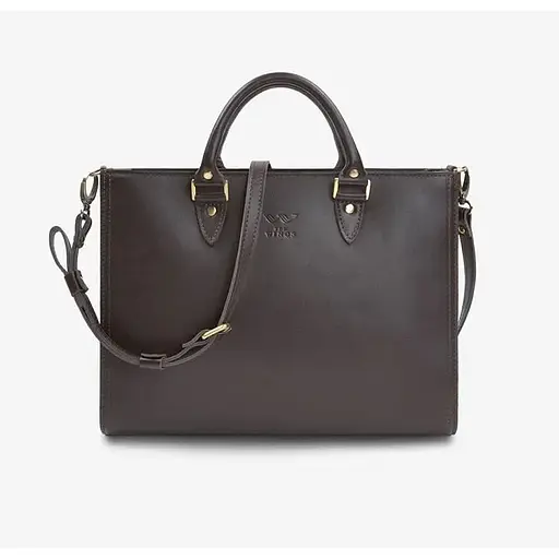 Жіноча шкіряна сумка Fancy A4 коричнева краст - фото 1