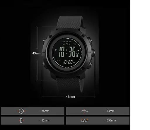 Чоловічий спортивний годинник Skmei 1427 з компасом та барометром Чорний - фото 10