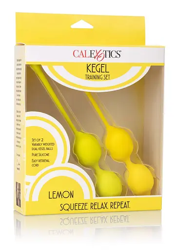 Вагінальні кульки CalExotics Kegel Training Set Lemon, 19 см, жовтий - фото 8
