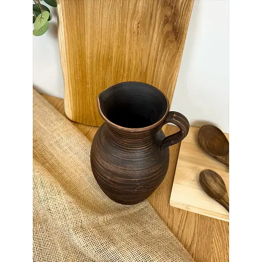 Глек 2 літри керамічний (глиняний) з ручкою гладкий - фото 3