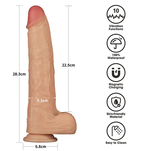 Вибратор Lovetoy Power Basics Cock 11apos;apos; 28.3 см (телесный) - фото 14
