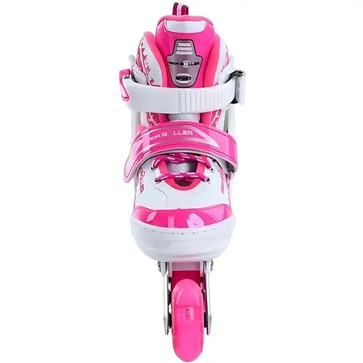 Ролики Profi A4150-S-WP алюміній, поліуретанові, в один ряд, 31-34, розсувні біло-рожеві - фото 2