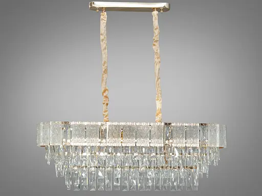 Ефектна кришталева люстра підвіс овальної форми,10 ламп, золото - фото 1