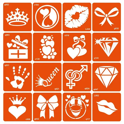 Набір трафаретів для біо-тату Мікс для дівчаток №3 mix_for_girls_simple_3-16