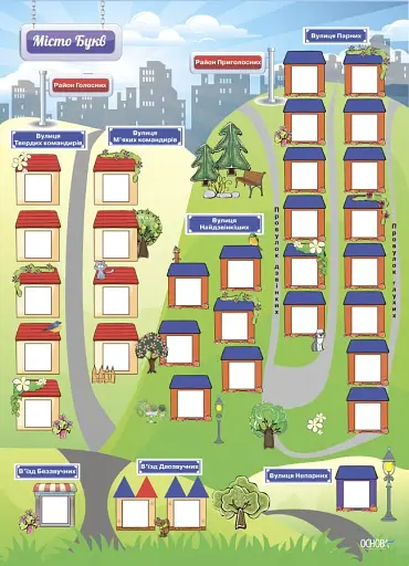 Наочні посібники. Місто букв. Інтерактивний плакат з наліпками - фото 3