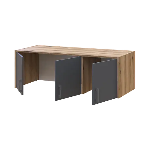 Антресоль Doros Ронді Дуб Артізан/Графіт 3 ДСП 121х52х41 (80737822) - фото 2