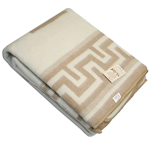 Ковдра жакардова вовняна Vladi Осло Греція 170х210 біло-бежева - фото 1