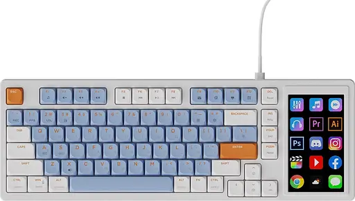 Клавіатура Ajazz AKP815 Red Switch RGB with 4.95" LCD Touch Screen White Blue Orange (AKP815-R-WBO) - фото 1