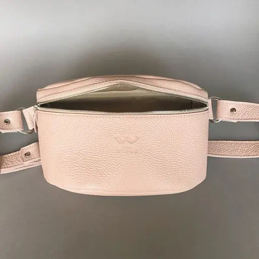 Шкіряна поясна сумка Explorer S пудровая - фото 2