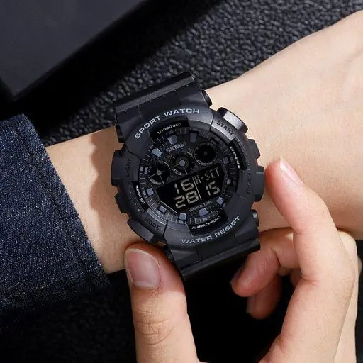 Тактичний водостійкий кварцовий годинник Skmei Stalker black - фото 5