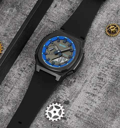 Годинники чоловічі наручні Skmei 2091 (Чорний/Синій/Білий) - фото 4