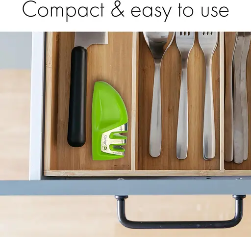 Точилка для ножів з керамічними ножами та лезами з карбіду 9.5х5 см, Kitchen Master Зелений 86423 - фото 4