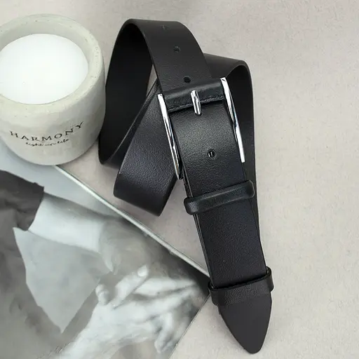 Ремінь чоловічий шкіряний класика чорний JK-3560 (120 см) - фото 2