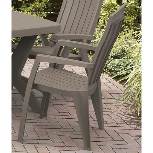 Стул садовый пластиковый Keter Santorini бежево-серый - фото 5