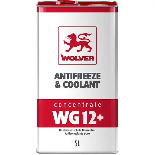Уцінка. Концентрат антифризу Wolver Antifreeze & Coolant Concentrate WG12+ червоний покращена формула 5 л