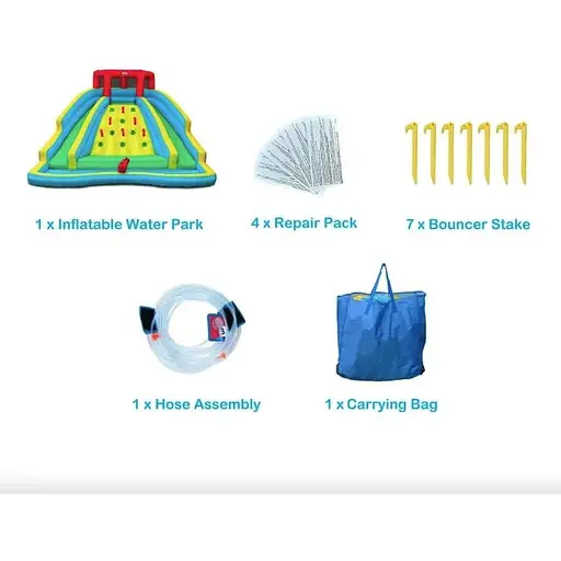 Надувна водна гірка Costway Summer зі стійкою для скелелазіння двостороння - фото 6