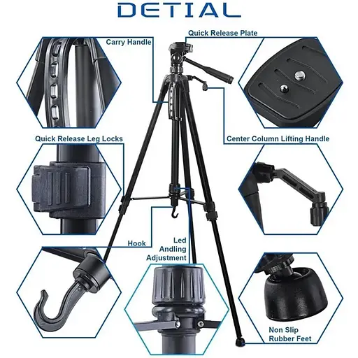 Штатив тренога NeePho NP-8820 не съемная площадка + держатель + чехол (56-150см) Черный - фото 9