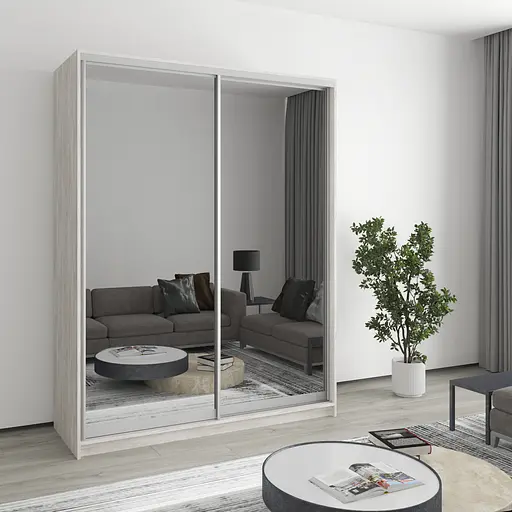 Шафа-купе дводверна MebelStar Стандарт AL 2 Дзеркала 160x60x210 см Аляска сірий (MBS-2564)