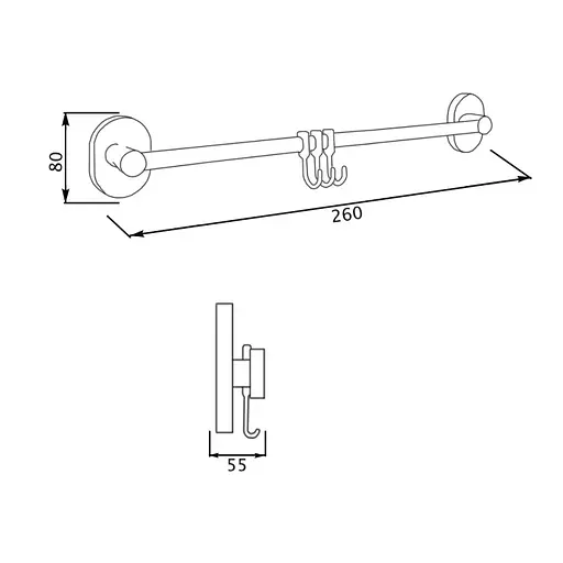 Планка с 3-мя подвижными крючками Lidz (CRM)-114.08.03 - фото 2