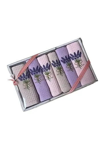 Набір 6 вафельних рушників кухонні 40х60 см LAVENDER різнобарвний TC303375781
