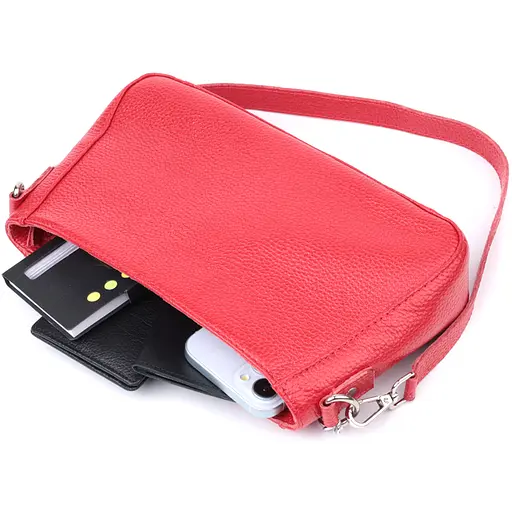 Сумка багет Shvigel с цепочкой и съемным ремешком из натуральной кожи 26.5х15х5.5 см sum0027033 - фото 8