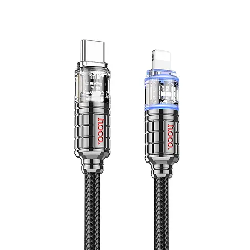 Кабель Hoco U122 с индикатором Type-C to Lightning PD 27W 1.2 м черный - фото 1