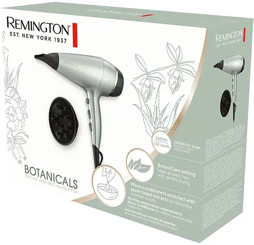Фен Remington Botanicals, 2300Вт, 3 режими, дифузор, іоніз-я, хол. обдув, м'ятний - фото 9