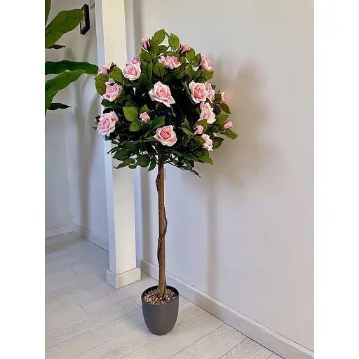 Троянда штучна висока на штамбі 120 см у горщику ніжно-рожева - фото 7
