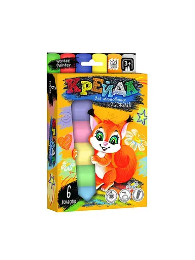 Крейда для малювання на асфальті Danko Toys MEL-01-04U 6 шт, велика - фото 1