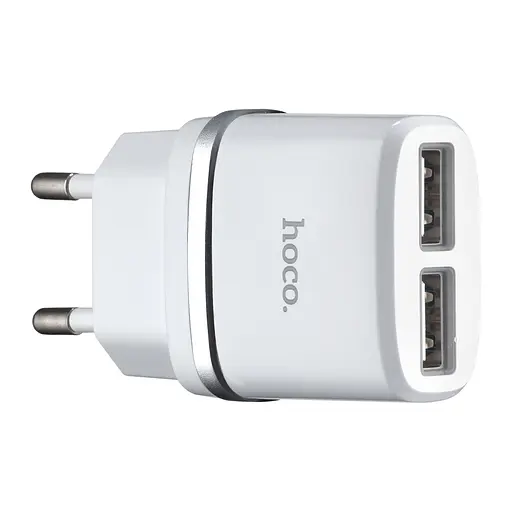 Мережевий зарядний пристрій Hoco C12 Smart dual USB charger ( EU ) 2USB 2.4A Білий - фото 1