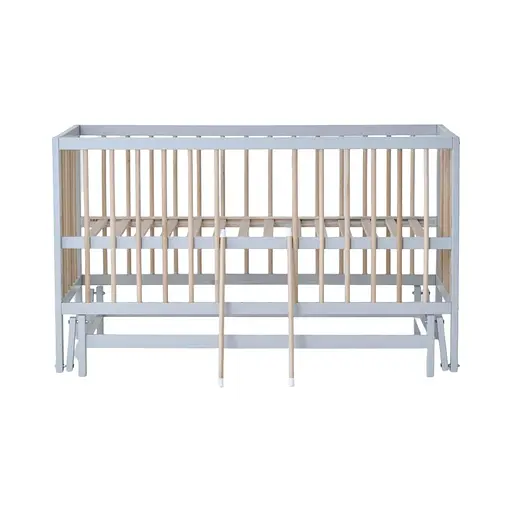 Кроватка детская Сказка-2 шарнир-подшипник, выдвижная планка серый + натуральная