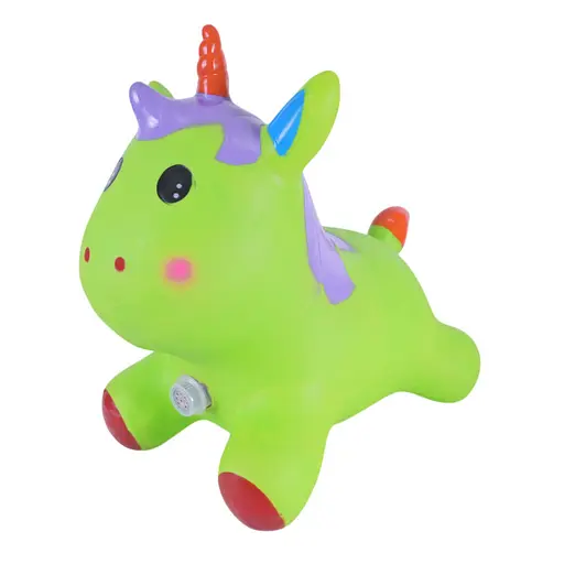 Дитяча іграшка-стрибун "Єдиноріг" Bambi RB2520 музика, світло Зелений - фото 1