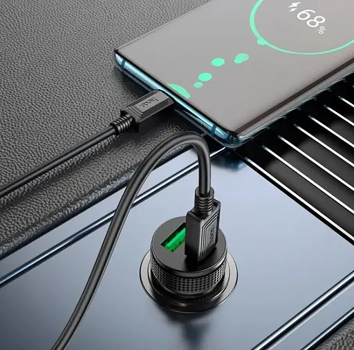 Автомобільний зарядний пристрій Hoco Z49B Level PD38W(1C1A) car charger Чорний - фото 3