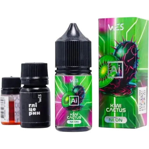 Набор компонентов для самозамеса солевой заправки Wes Ai Neon Kiwi Cactus Киви Кактус 30 мл, 0-50 мг (18614) - фото 1