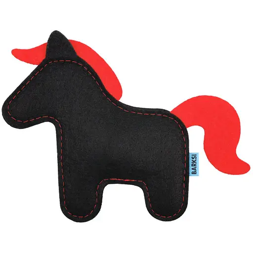 Игрушка для собак Barksi Конек с пищалкой черный с красной гривой - фото 1