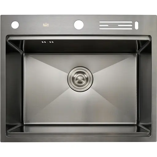 Мийка для кухні Nett NBS-5747 чорна накладна декорована з PVD покриттям