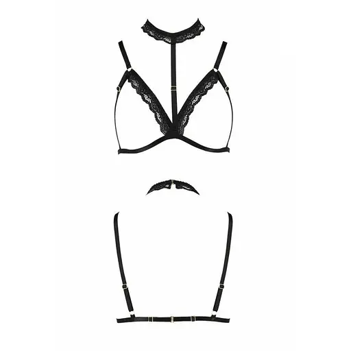 Бюстгальтер-стрепи з чокером Shelly Bra black - Passion Exclusive 2XL/3XL - фото 5