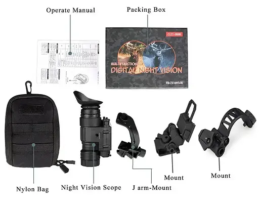 Тактический монокуляр ночного видения Night Vision PVS-14 + адаптер на шлем L4G24 + J-arm Mount + Рог дугой - фото 10