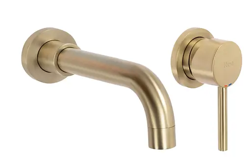 Смеситель для умывальника Rea Lungo Long brushed gold + BOX скрытого монтажа REA-B4109 Золотой - фото 1