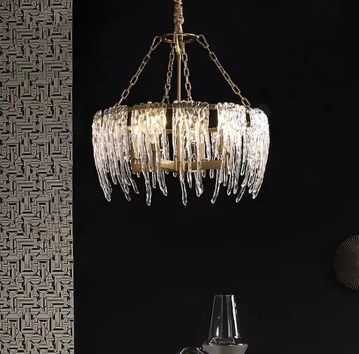 Дизайнерская люстра с прозрачными стеклянными пластинами Line.F Диаметр 60см - фото 7