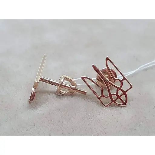 Золоті сережки-пуссети Всесвіт Тризуб. 20703100 - фото 3