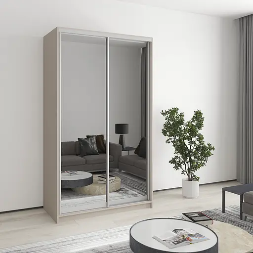 Шафа-купе дводверна MebelStar Уні AL 2 Дзеркала 120x60x210 см Кашемір (MBS-2660)