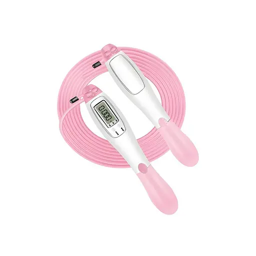 Скоростная скакалка со счетчиком EasyFit EF-1916-WP, белый-розовый - фото 1