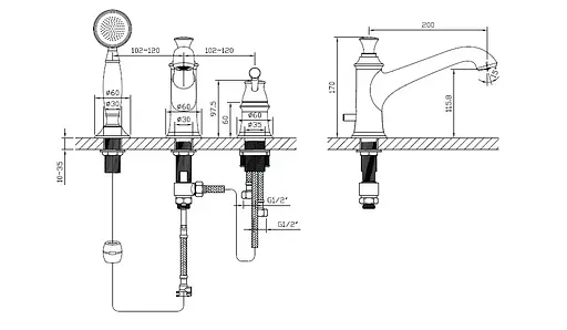 Смеситель для ванны Imprese Podzima Ledove ZMK01170105 Хром - фото 2