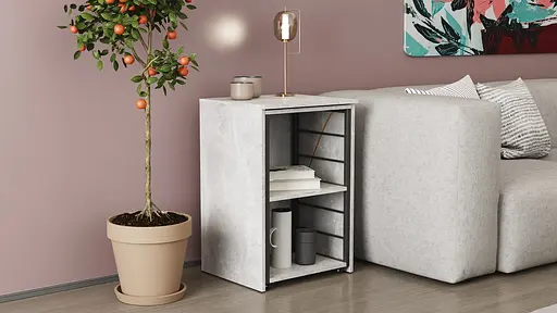 Стіл-тумба трансформер Смарт 2/1 Ferrum-decor 750x1450x500 Чорний метал ДСП Бетон 16 мм (FRD-105101) - фото 3