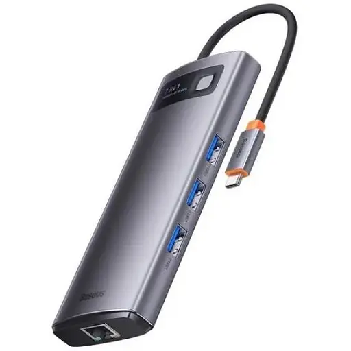 Usb-C адаптер Baseus Adapter Metal Gleam Series 7in1 Type-C To HDMIx2 + Usb3.0x3 + PD + RJ45 - фото 1